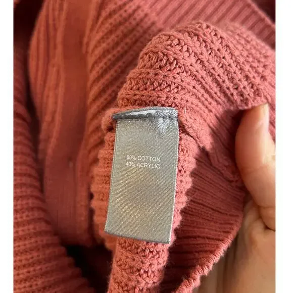 Marled Reunited Clothing Women's Sz L Mauve Ruffle Shoulder Cardigan #0378 - Picture 7 of 11